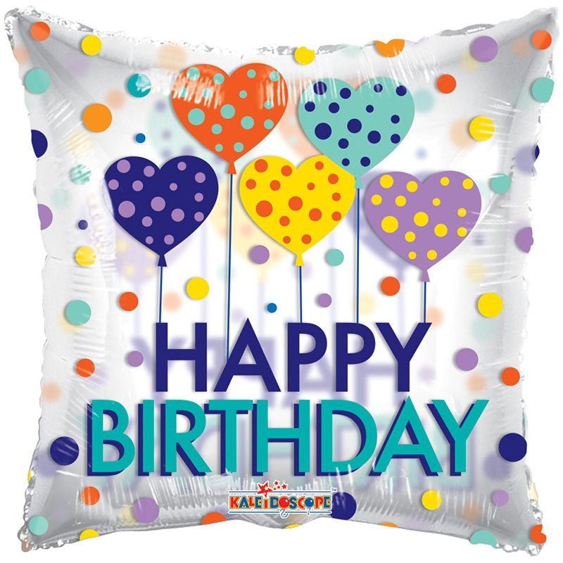 Happy Birthday Hearts Clear 18"