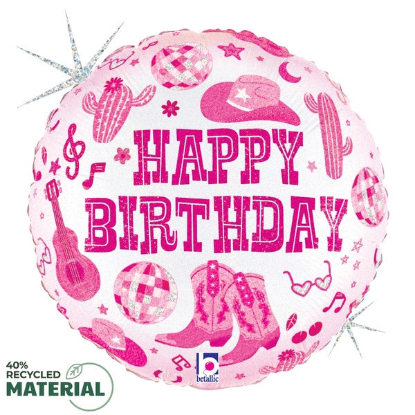 Happy Birthday Cowgirl Pink 18"