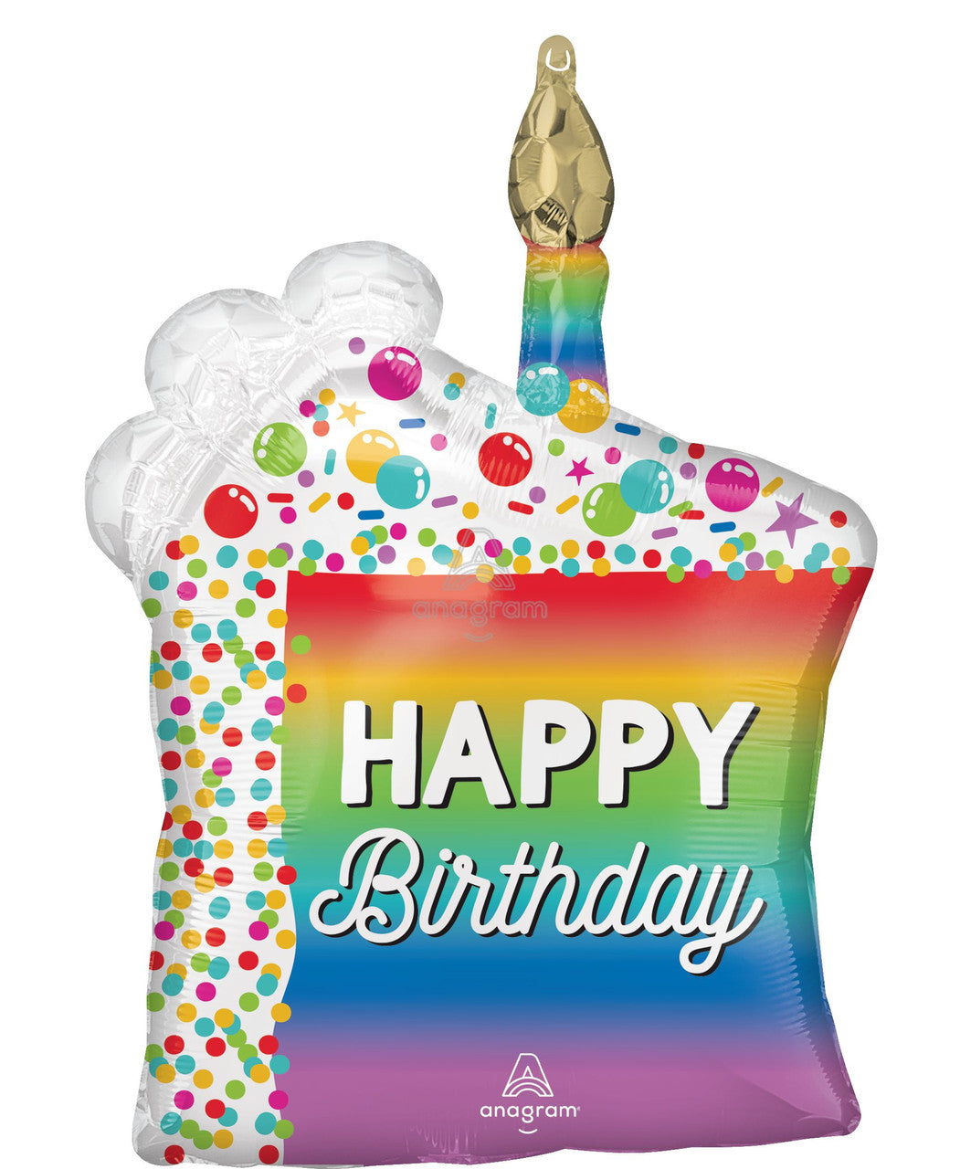 Happy Birthday Cake Slice Rainbow 28"