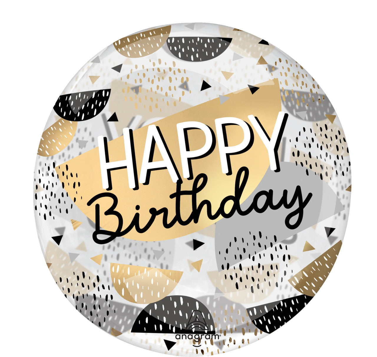 Clearz Happy Birthday Black and Gold 16"