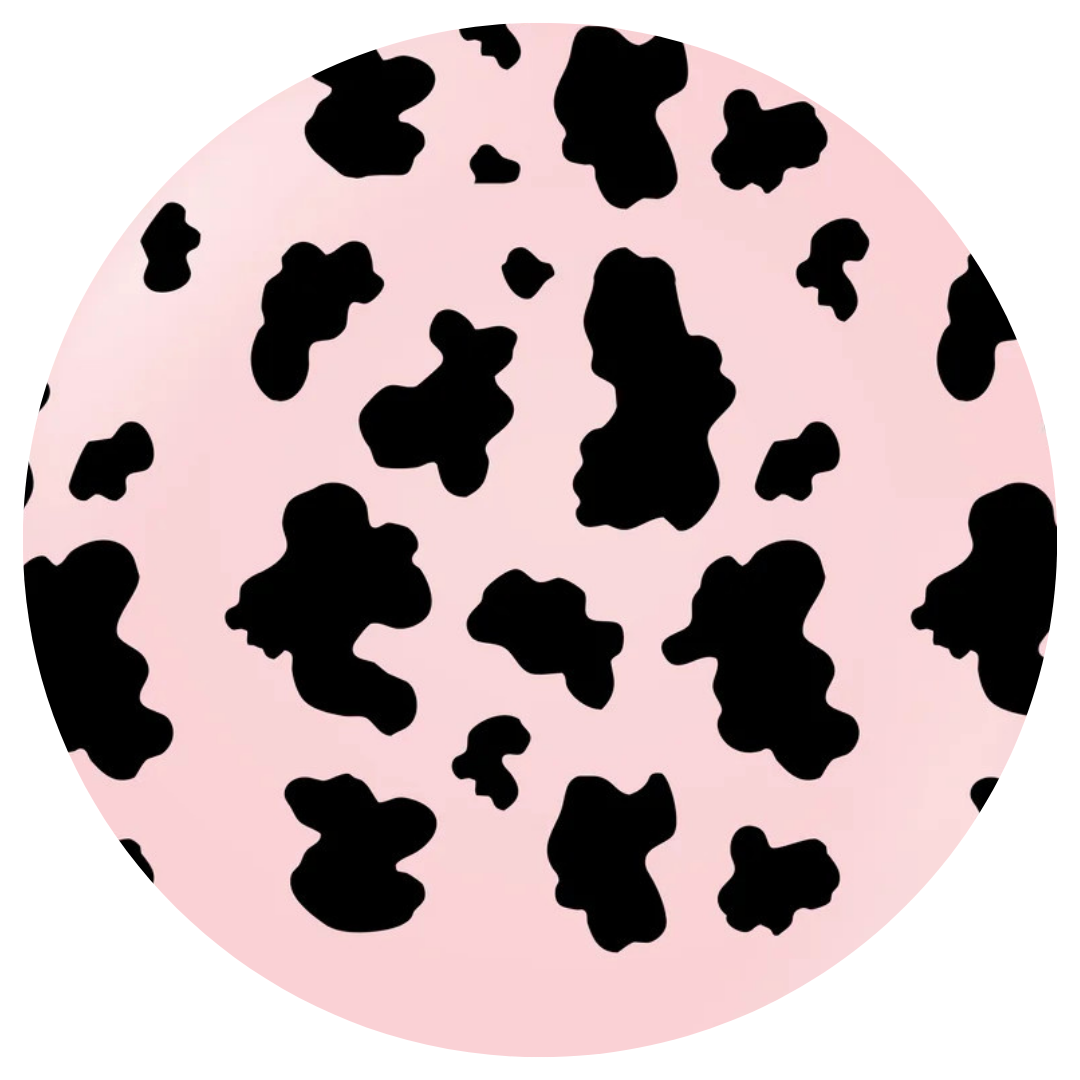 Safari Cow Macaron Pink w/Black