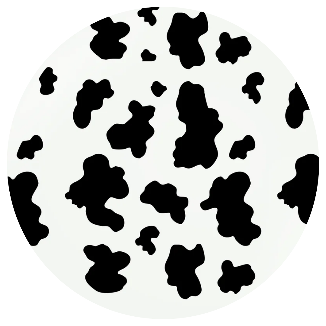 Safari Cow Print White w/Black